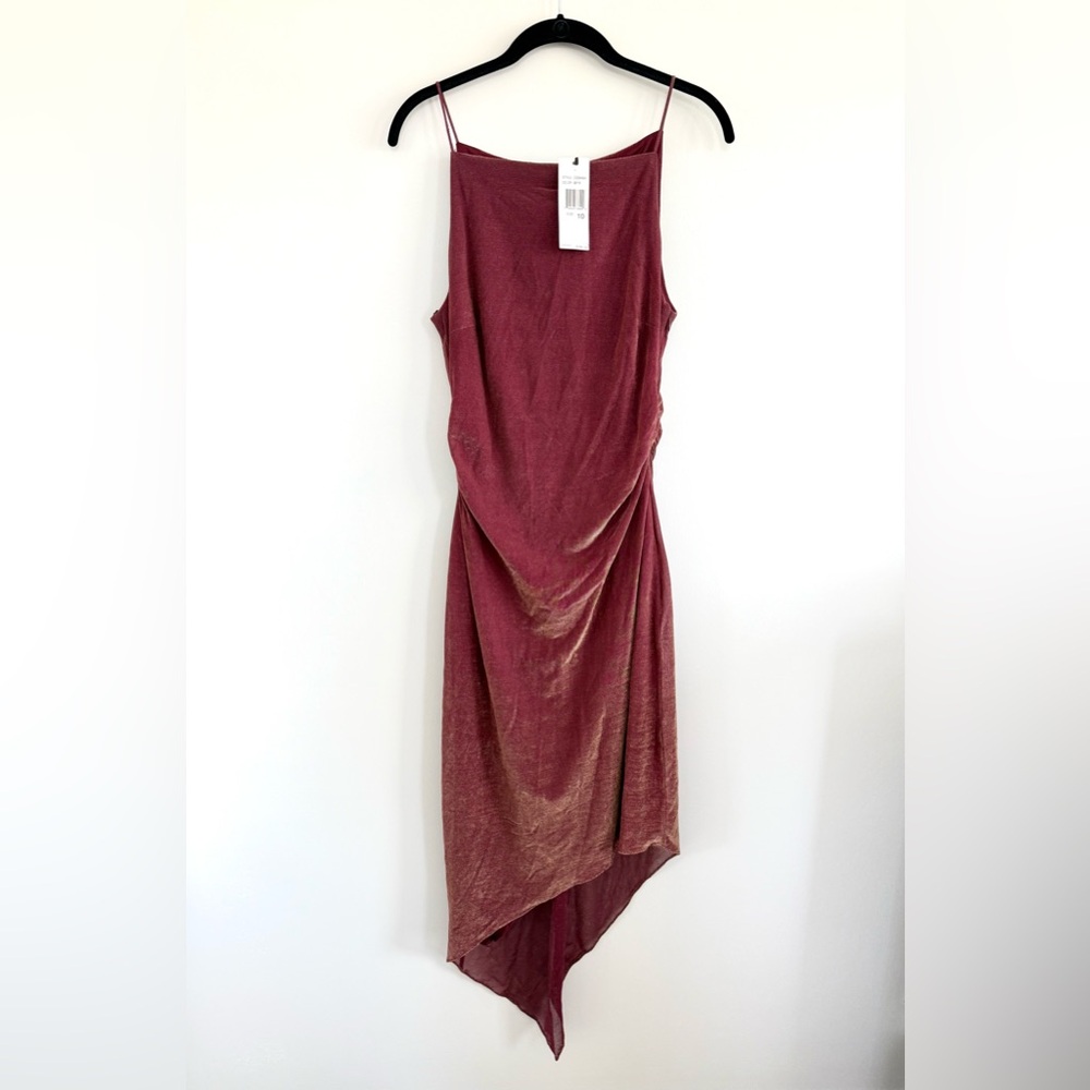 Vintage Y2K David Meister Burgundy Red Wine Asymmetrical Midi Dress NWT